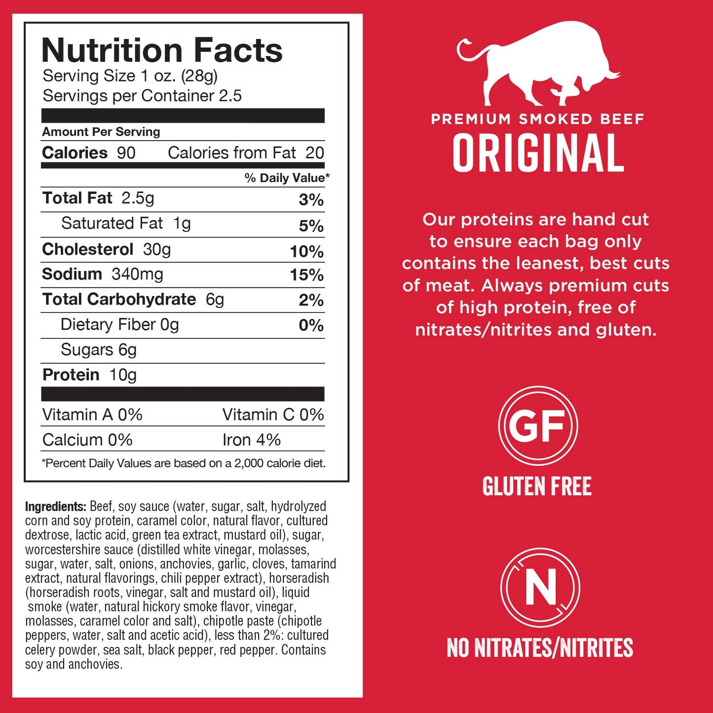 Chef's Cut Real Steak Original Recipe Jerky, 2.5 Ounce (4 Pack)