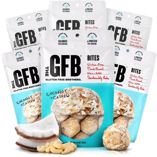 The GFB Coconut Cashew Protein Bites - Gluten Free, Plant Based, Non GMO, Sustainably Made – Ridiculously Tasty, Healthy, Vegan, Protein Energy Balls, 4 oz (6 Count)