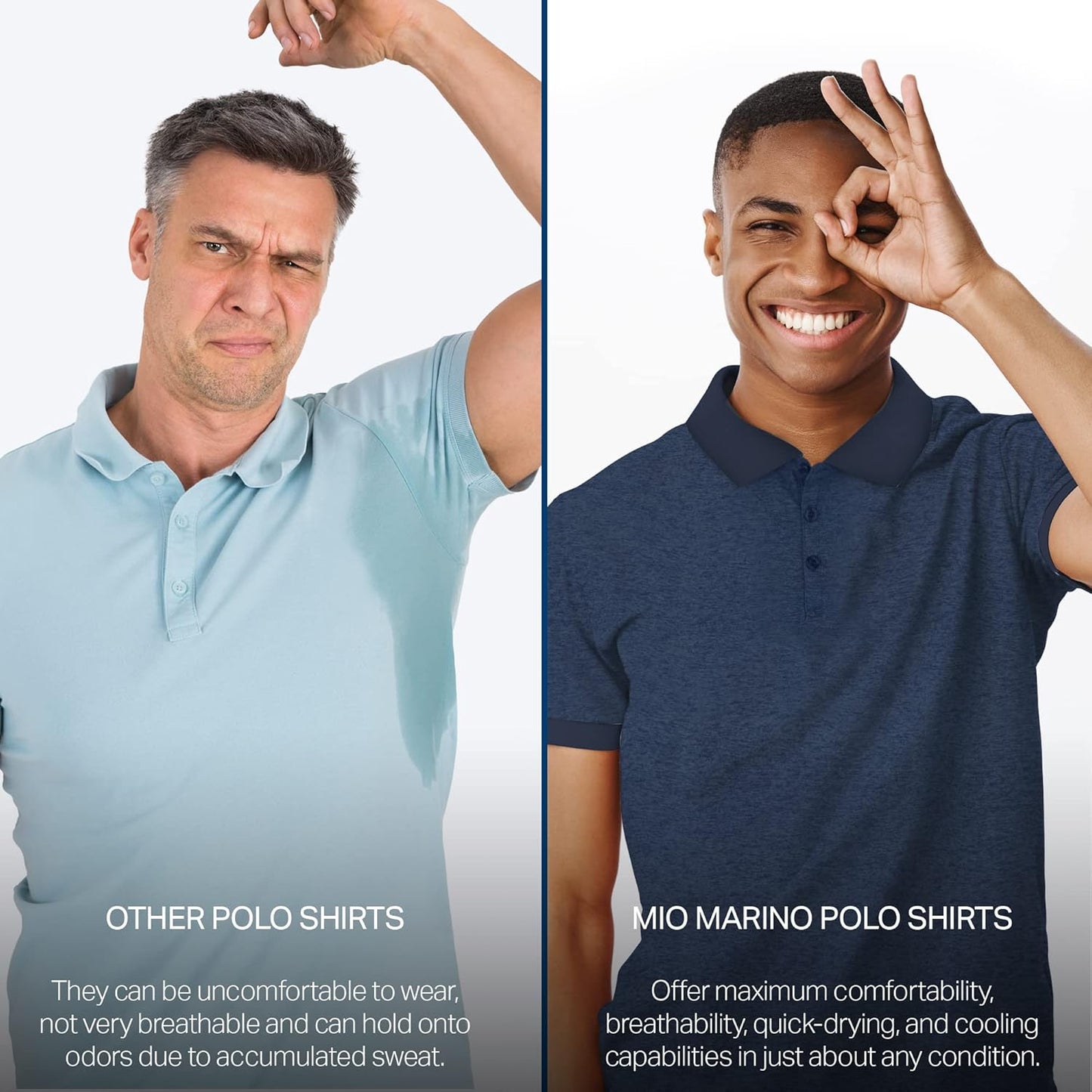 Mio Marino Golf Polo Shirts for Men - Dry Fit - Ultra-Thin Breathable Fabric