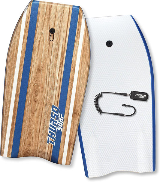 THURSO SURF Quill 42'' Bodyboard Lightweight Durable EPS Core IXPE Deck HDPE Slick Bottom FRP Stringer Crescent Tail Dual Channel Plastic Mesh with Double Stainless Steel Swivel Coiled Wrist Leash