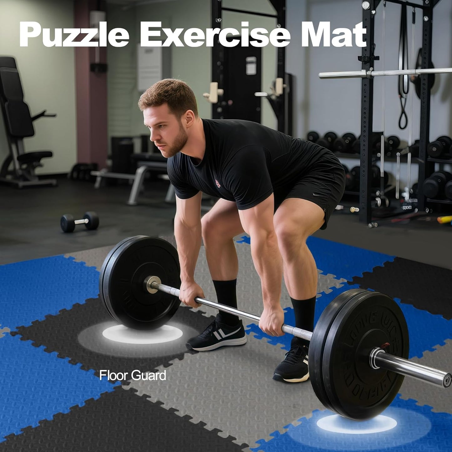 Puzzle Exercise Gym Flooring Mat, 1" Thick High-Density EVA Interlocking Tiles Workout Mat for Home Gym, Fitness Equipment, MMA, Gymnastics, 6-Piece Shock-Absorbing Exercise Mat (24 Sq Ft)