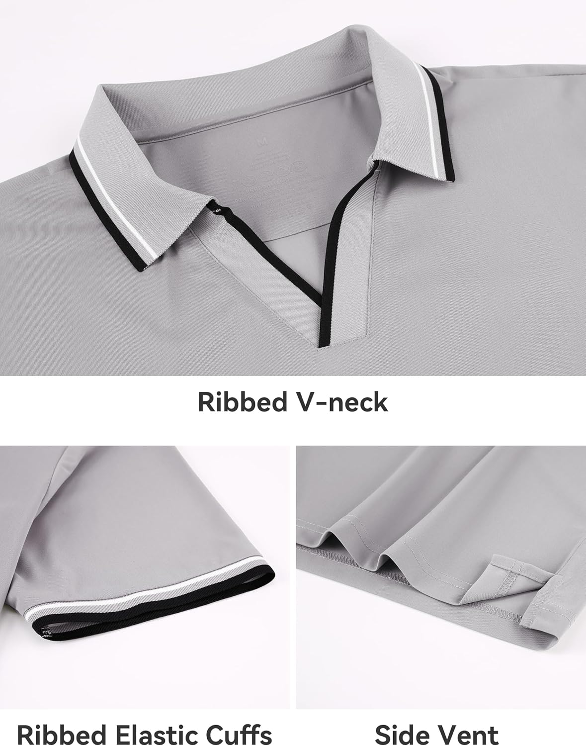 Esabel.C Jacquard Golf Shirts for Men Moisture Wicking Short Sleeve Performance Dry Fit Active Mens Polo Shirts