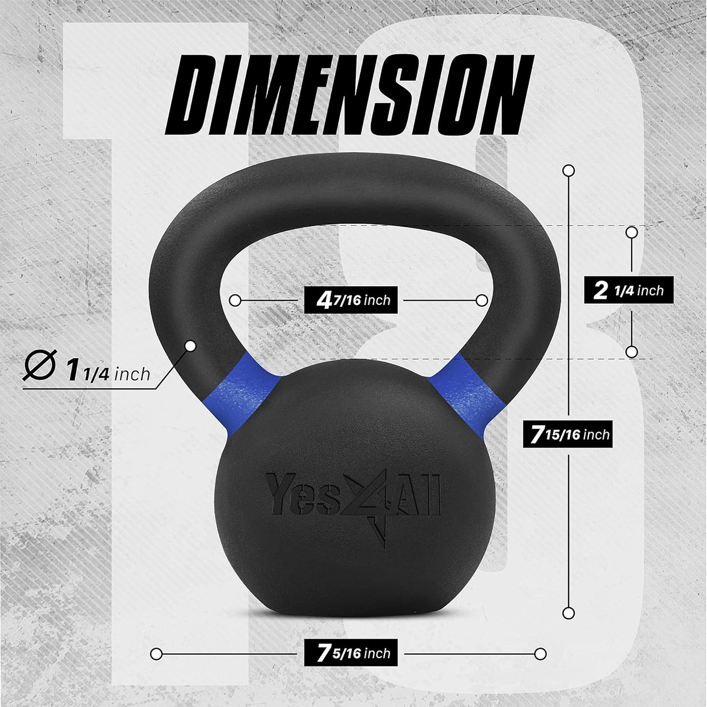 Yes4All Powder Coated Cast Iron Kettlebell Strength Training Kettlebells Weight Set for Full Body Workout, Home Gym