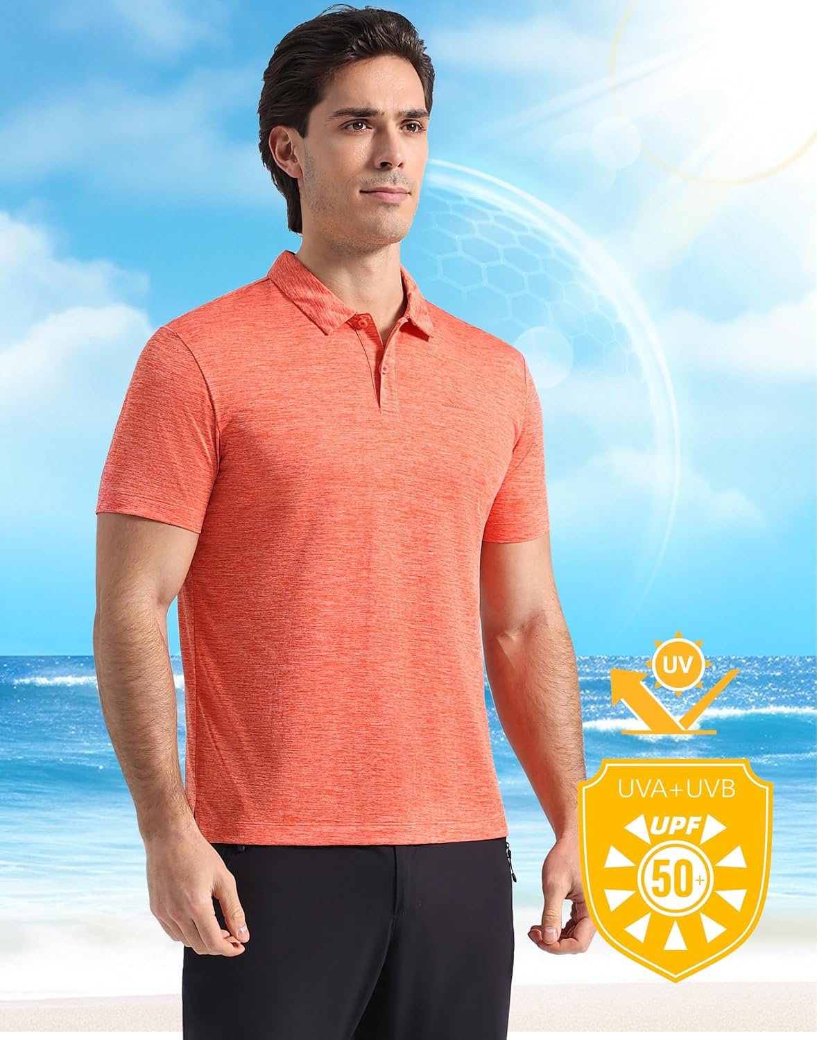 Pioneer Camp Men's Golf Shirt UPF 50+ Quick Dry Polo Shirts Short Sleeve Moisture Wicking Performance Tees Collar Work Shirts