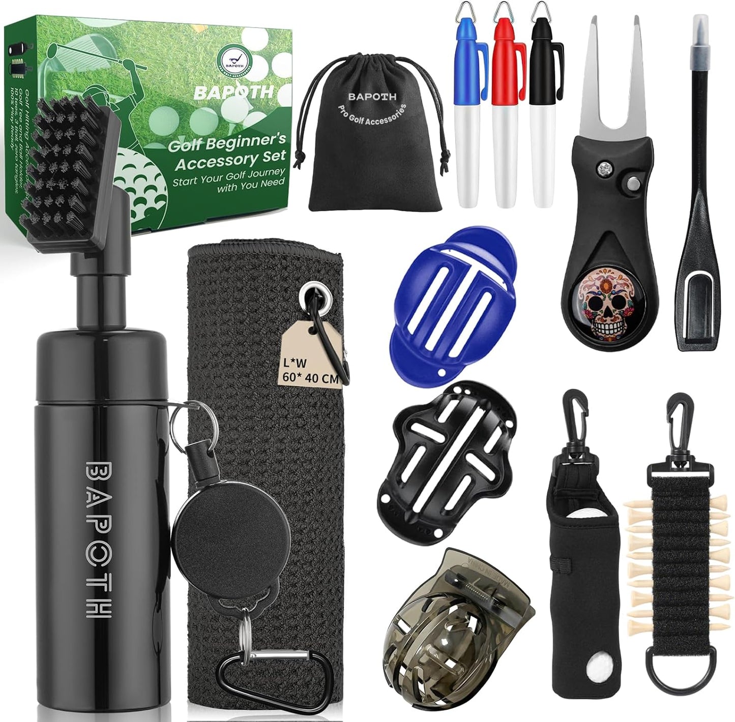 Golf Club Cleaner, Non-Leaking Stretchable Golf Club Brush with Microfiber Golf Towel (23.6 * 15.7 in), Strong Bristles Golf Brush Can Hold 5oz Water, Essentials Golf Accessories for Men