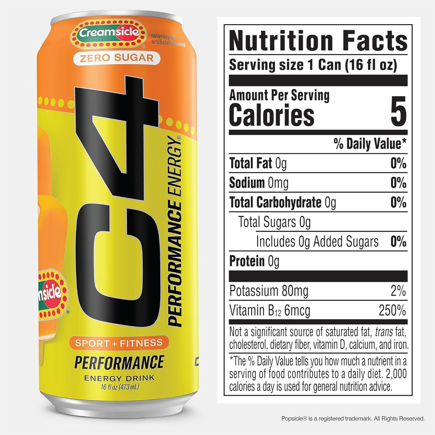 Cellucor C4 Performance Energy Drink | Zero Sugar Carbonated Preworkout Energy | 200mg Caffeine with Beta Alanine | Orange Creamsicle | 16 Fl Oz (12 Pack)