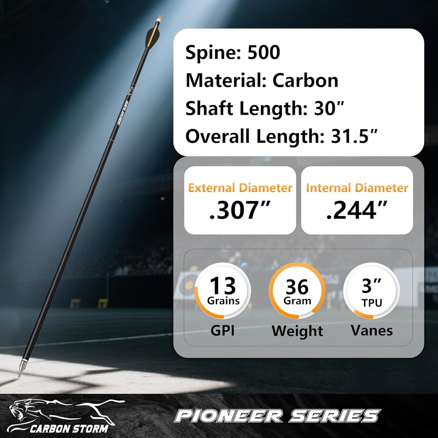 SUNYA 12-Pack 30 Inch Carbon Arrows Spine 500 or 400 for 40-60 LBS Bows｜Switch to Recurve/Compound Modes, Anti-Loose O-Ring & TPU Vanes for Hunting/Target Practice