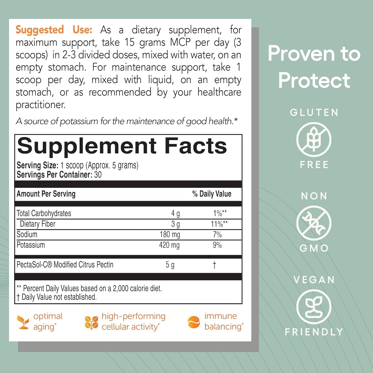 PectaSol Modified Citrus Pectin – 150g Powder – Total-Body Health Supplement to Support The Heart, Immune System, Inflammation Response & Healthy Aging + Maintain Healthy Galectin-3 Levels
