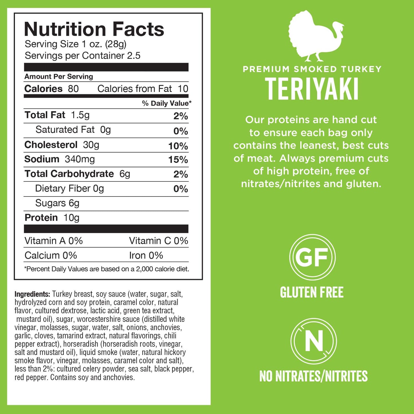 Chef's Cut Real Turkey Teriyaki Jerky, 2.5 Ounce (4 Pack)