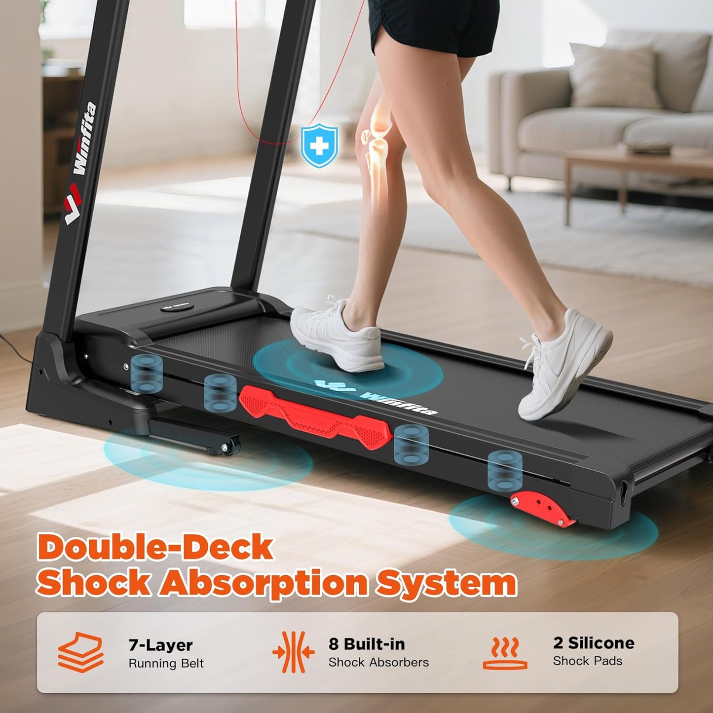 3.5HP Folding Treadmills for Home with Incline Optional, 300 lbs Capacity, 8.0MPH Speed, 17'' Wide Belt, App, Bluetooth Connection, 64 Programs, USB Charging Port, BMI Detector for Home Use