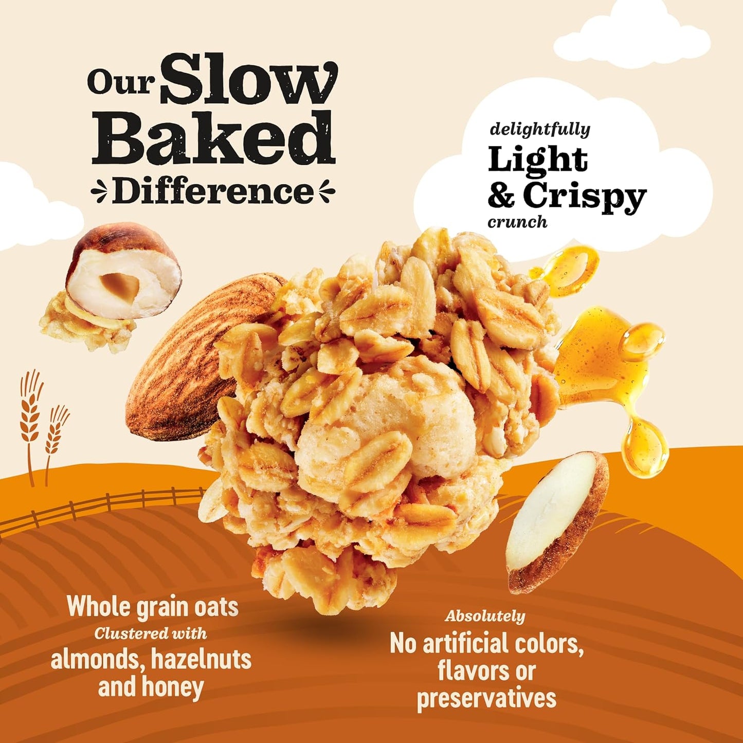 Jordans Cereals | Delightfully Crisp Slow-baked Granola | No Artificial Flavors, Colors, or Preservatives | Healthy Snacks for Adults & Kids | 11.4 oz (325 Grams, Honey Nut)