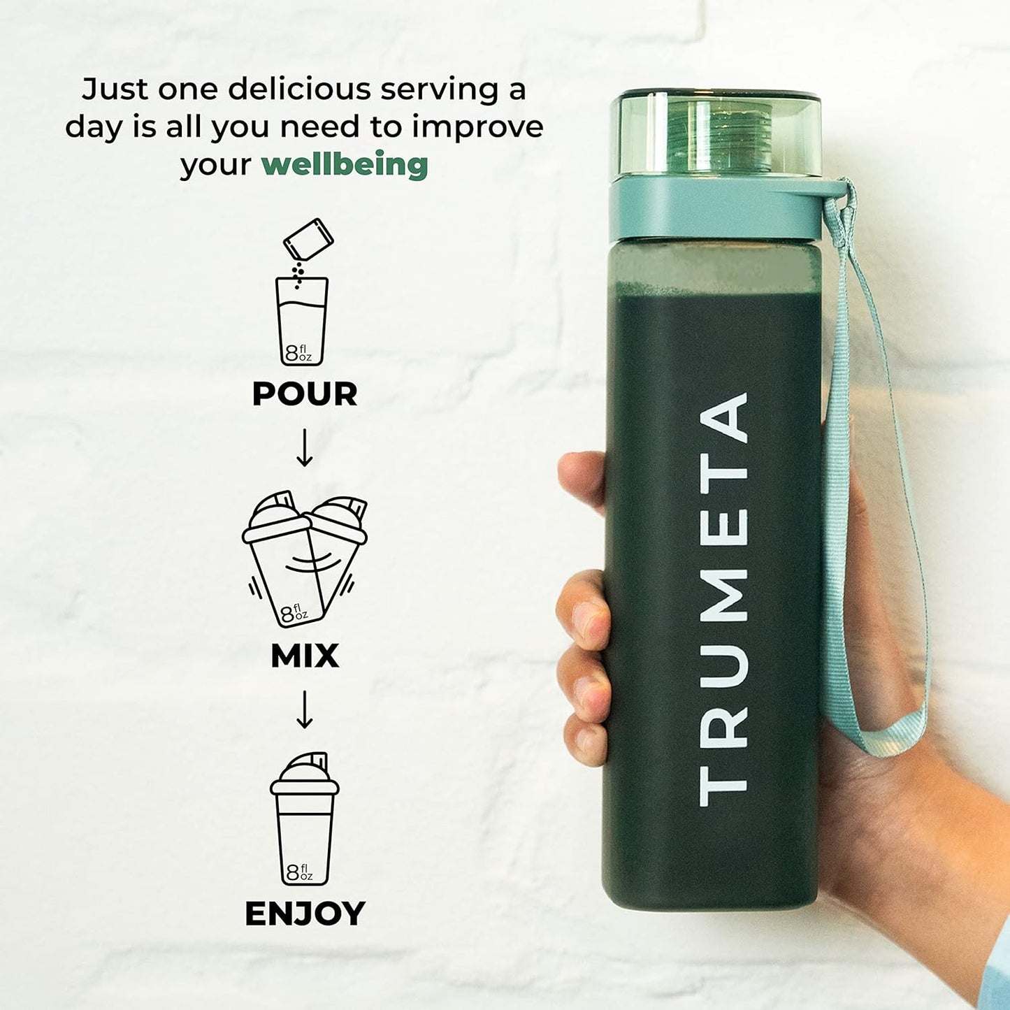 Greens Powder Travel Packs - 14 Servings for Memory, Digestion I Best Taste Super Greens Powder with Organic Spirulina, Goji, Beetroot, Pomegranate I Vegan, Non-GMO