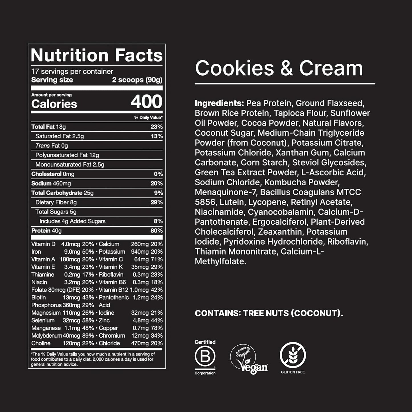 Huel Black Edition Protein Powder Meal Replacement Shake - Cookies and Cream 34 Scoops Packed with 100% Nutritionally Complete Food, Including 40g of Protein, 8g Fiber, 27 Vitamins Minerals 1