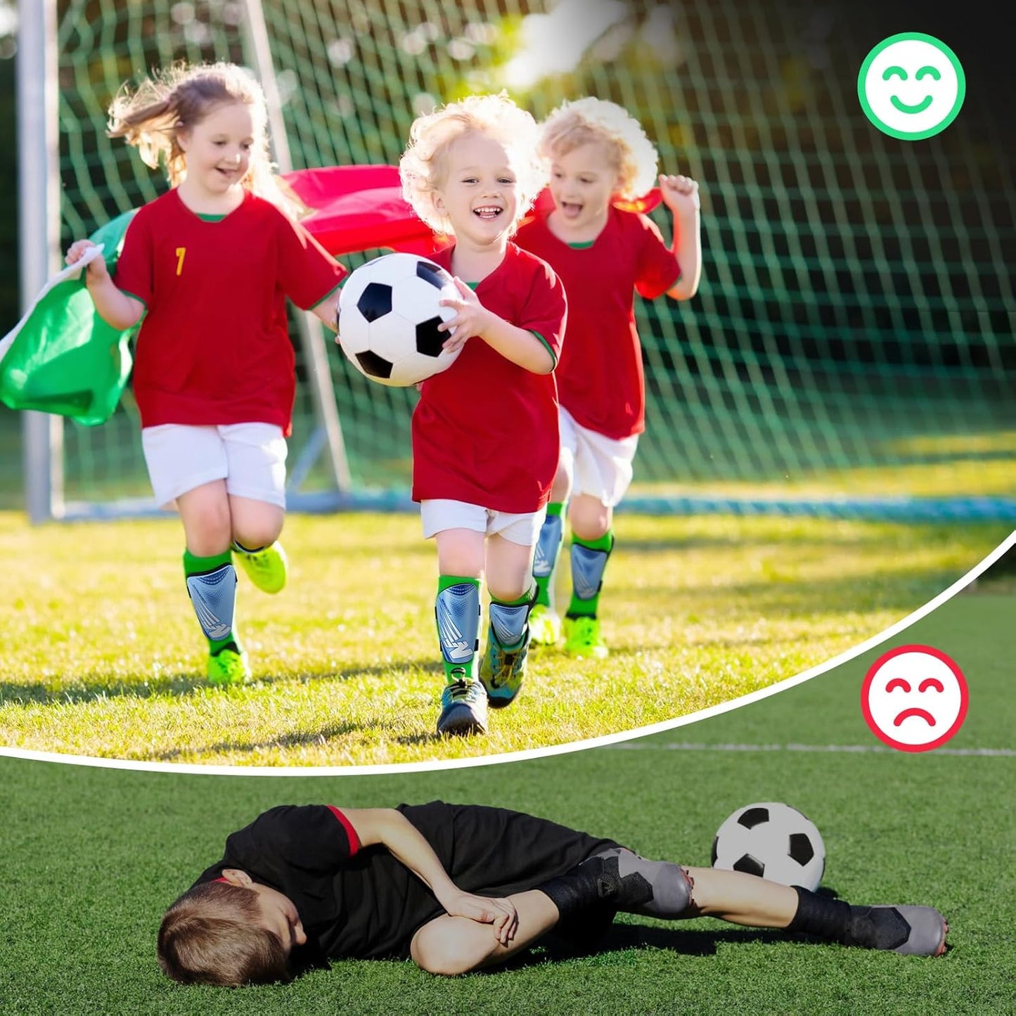 Shin Guards Soccer Youth Kids - Shin Guard for Boys Girls Teenagers Toddler 2-18 Years Old - Football Shin Pads Protection Equipment with Adjustable Straps