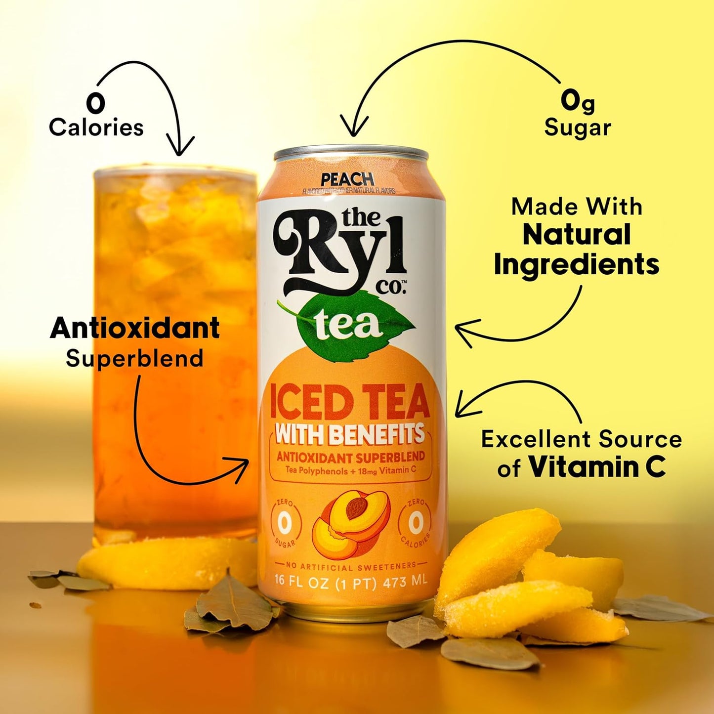 Ryl Iced Tea, Variety Pack, Antioxidant Superblend, No Artificial Ingredients, 16.0 Fl Oz (12-Pack)