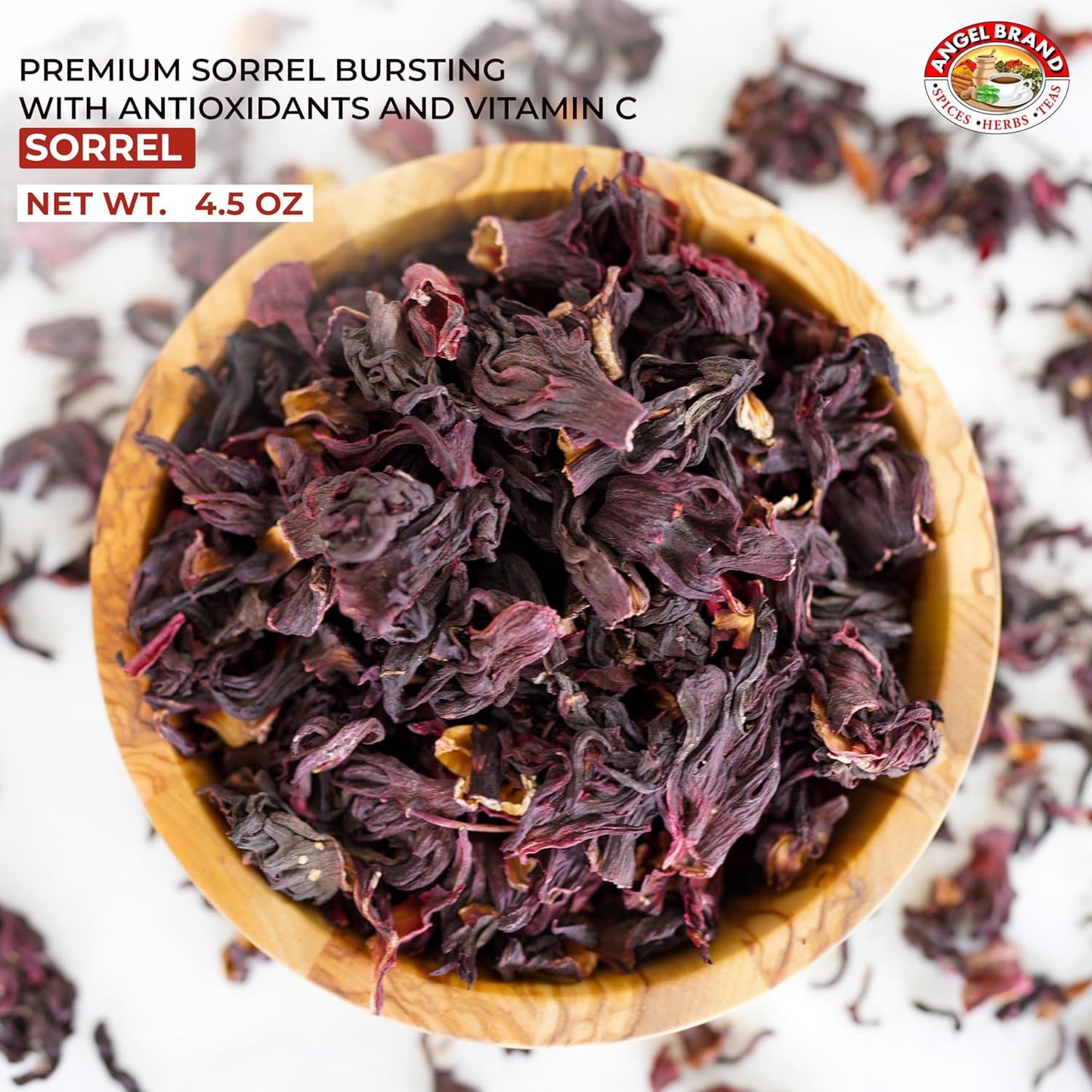 Angel Brand Dried Sorrel Hibiscus Flowers 4.5 oz Pouch Pack of 2 - Discover Rich Flavor & Aroma of Healthful Delights with Hibiscus Tea Loose Leaf - Enjoy Nutritious Beverages to Elevate Health