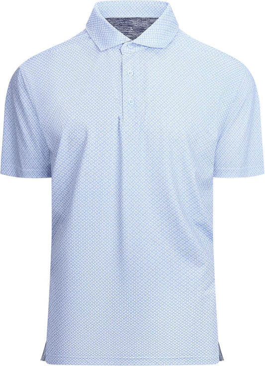 SAMERM Mens Golf Shirts Short Sleeve Dry Fit Performance Moisture Wicking Print Sport Polo Shirts for Men Casual