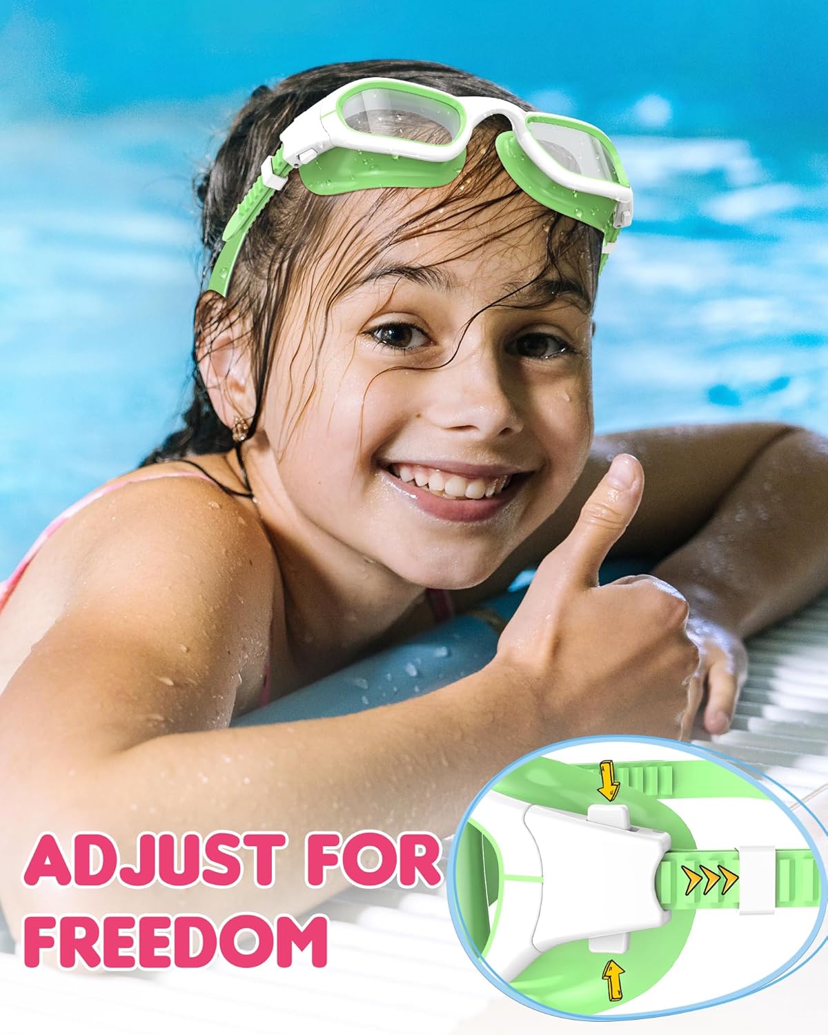 Kids Swim Goggles,Swimming Goggles for Kids 6-14, Anti-Fog UV Protection Pool Glasses for Boys Girls