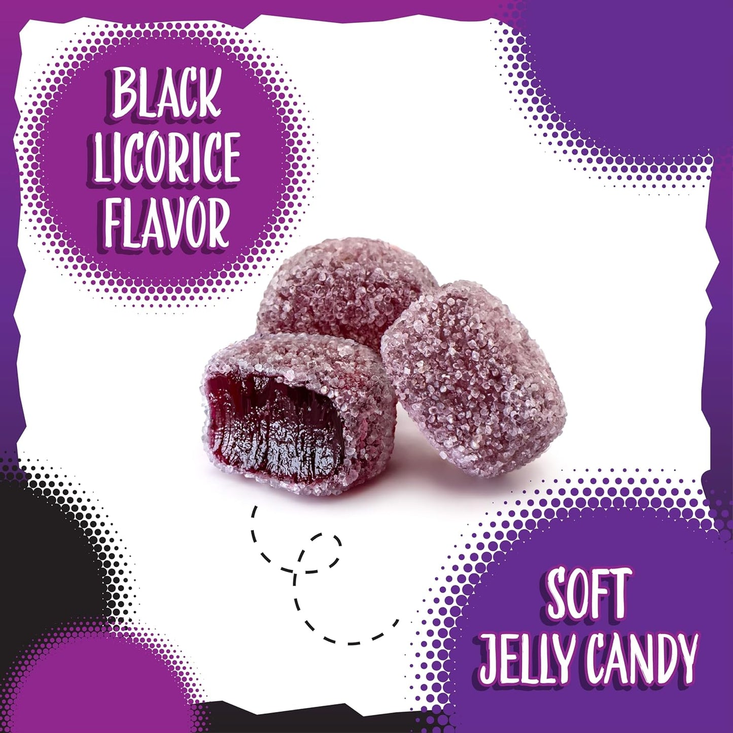 Fida Bonelle Sugar Free Candy | 1 Pound Bag | Black Licorice Jelly Candy Individually Wrapped | Naturally Flavored Dye Free Candies | Italian Gourmet Licorice