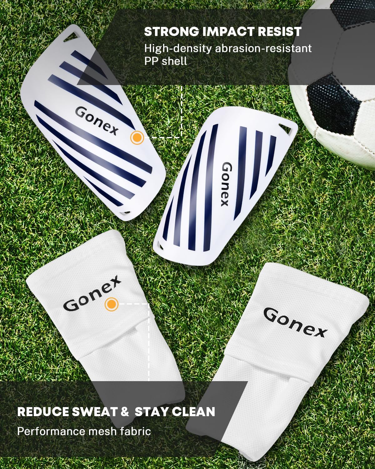 Gonex Soccer Shin Guards for Kids Adult, Youth Boys Girls Shin Guards Slip in Soccer Shin Pad Sleeves Canilleras for Football Games, EVA Cushion Protection Reduce Shocks & Injuries