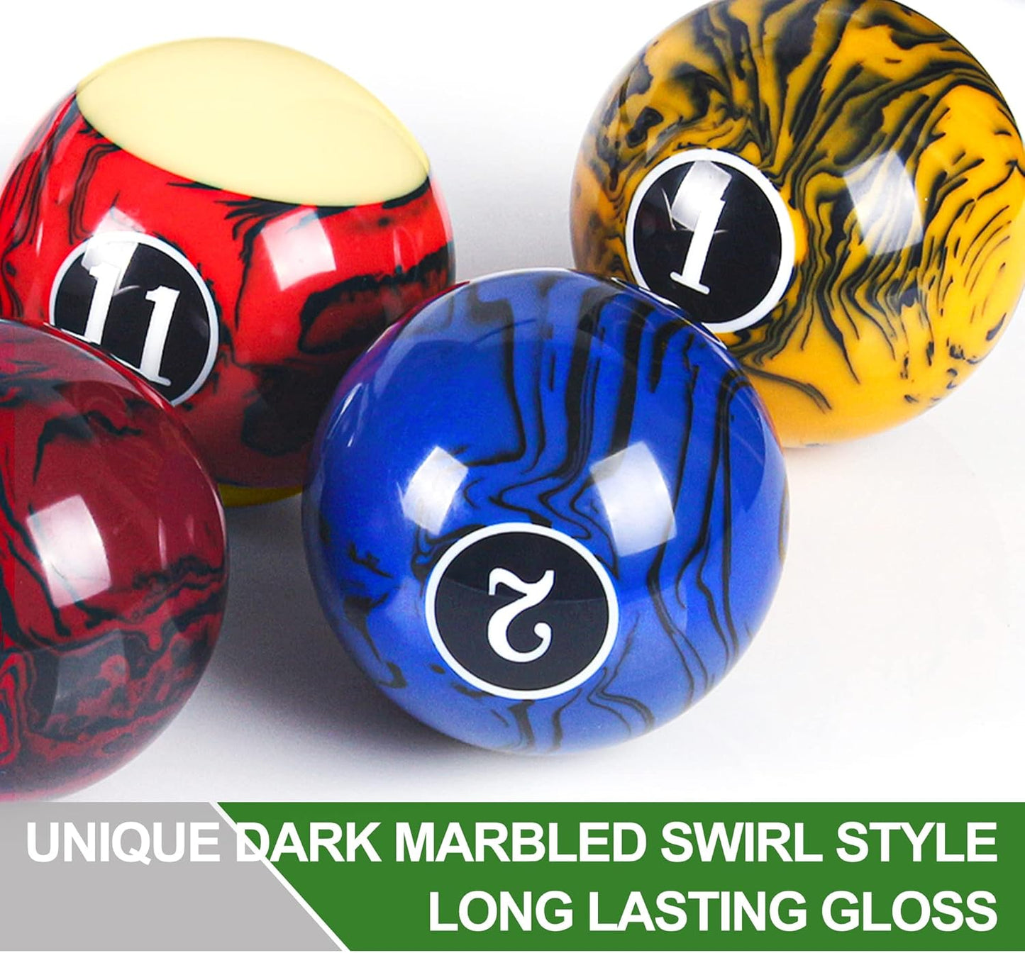 Billiard Balls Set Pool Table Balls Marble-Swirl Style 16 Ball Set