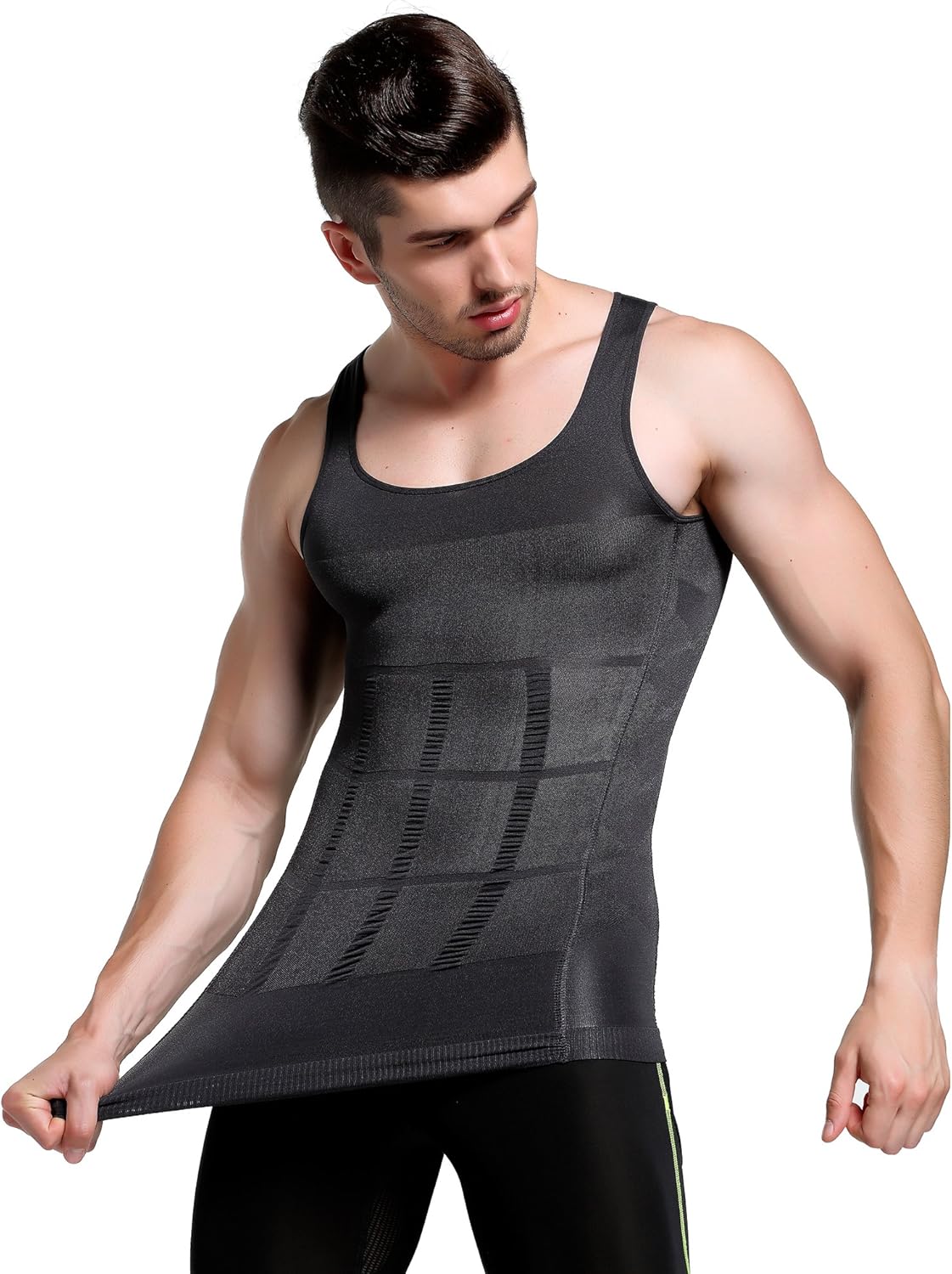GKVK Mens Slimming Body Shaper Vest Shirt Abs Abdomen Slim