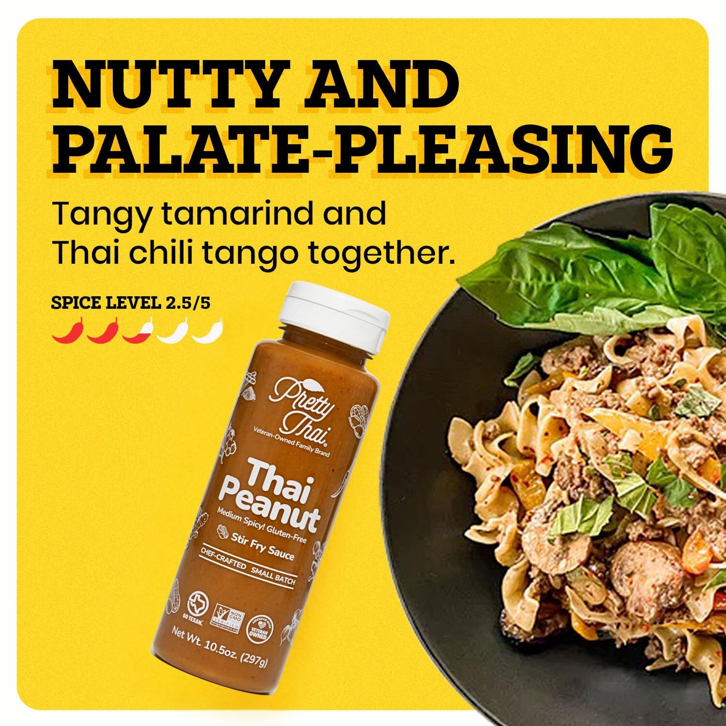 Pretty Thai Peanut Sauce, Gluten Free Certified Non-GMO Vegan Authentic Stir Fry, Dressing, Rice Seasoning, Condiment & Dipping Sauce, 100% Natural (Pack of 3)