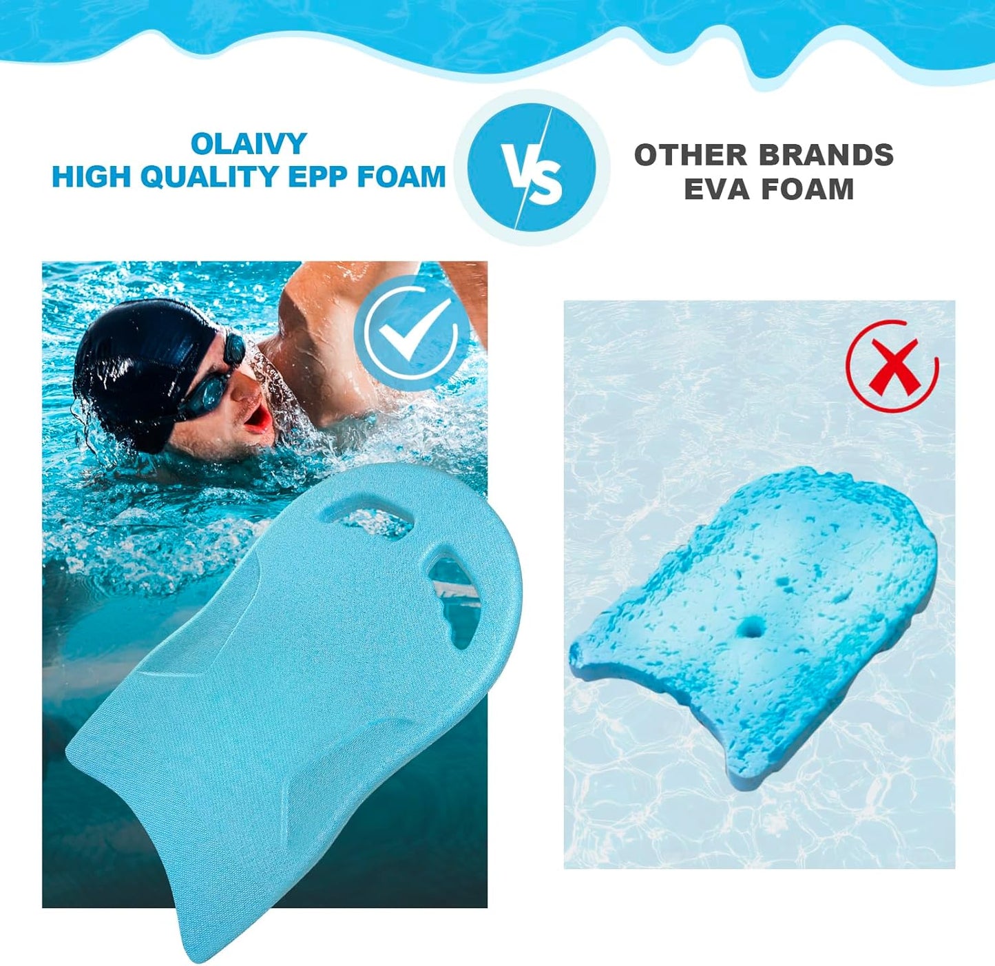 Swimming Kickboard, Lightweight and High Buoyancy Swim Training Board for Swimmers, Durable EPP Material, Ideal for Pool Exercise and Swimming Lessons