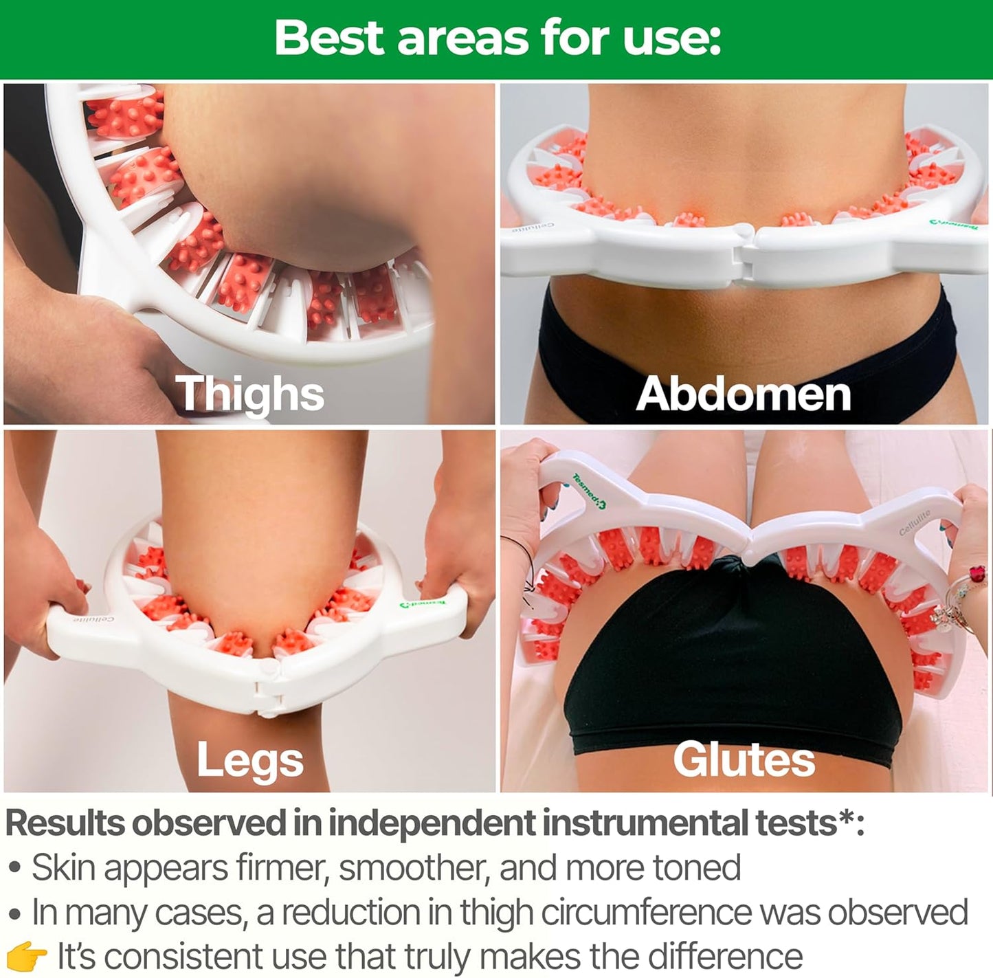 TESMED Cellulite Manual Massager : Made in Italy, Patented with Converging & Diverging Roller Technology. Anti Cellulite Roller for Thighs and Buttock