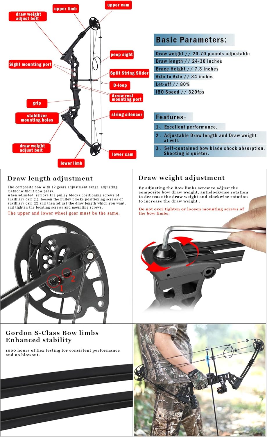 Archery Bowfishing Compound Bow Kit Ready to Fish Kit with Bowfishing Reel, Bow Fishing Arrows Right & Left Handed for Adult/Youth Fishing Hunting Target Shooting