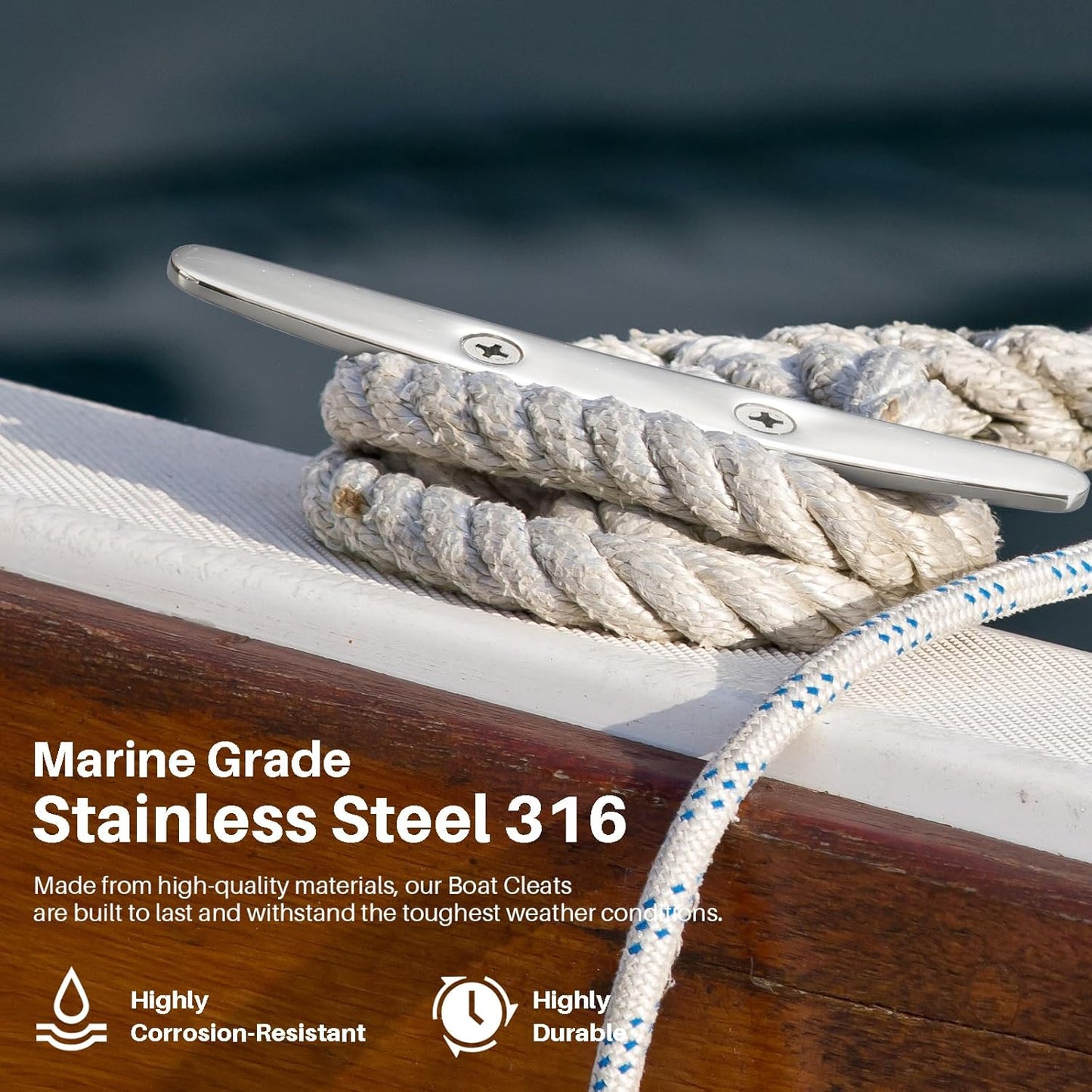 Boat Cleats Marine Grade 316 Stainless Steel Boat Mooring Cleat Pack of 4, Installation Accessories Included