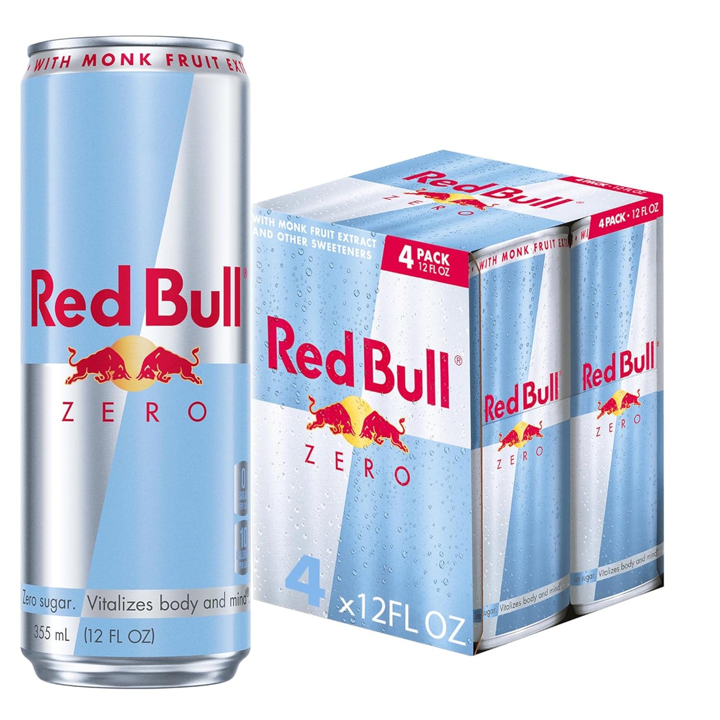 Red Bull Zero Energy Drink, 12 fl. oz., with 114mg Caffeine, Taurine & B Vitamins, Pack of 4 cans