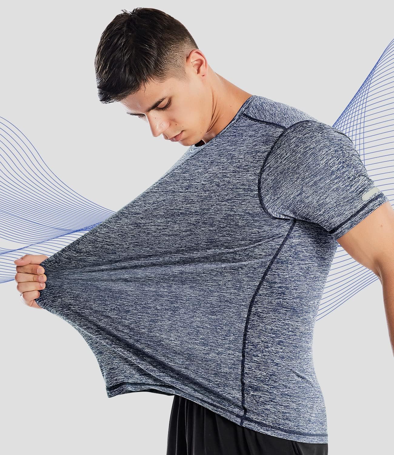 Zengjo Athletic Shirts for Men Short Sleeve Quick Dry Workout Running Gym Sport Exercise Tee Moisture Wicking