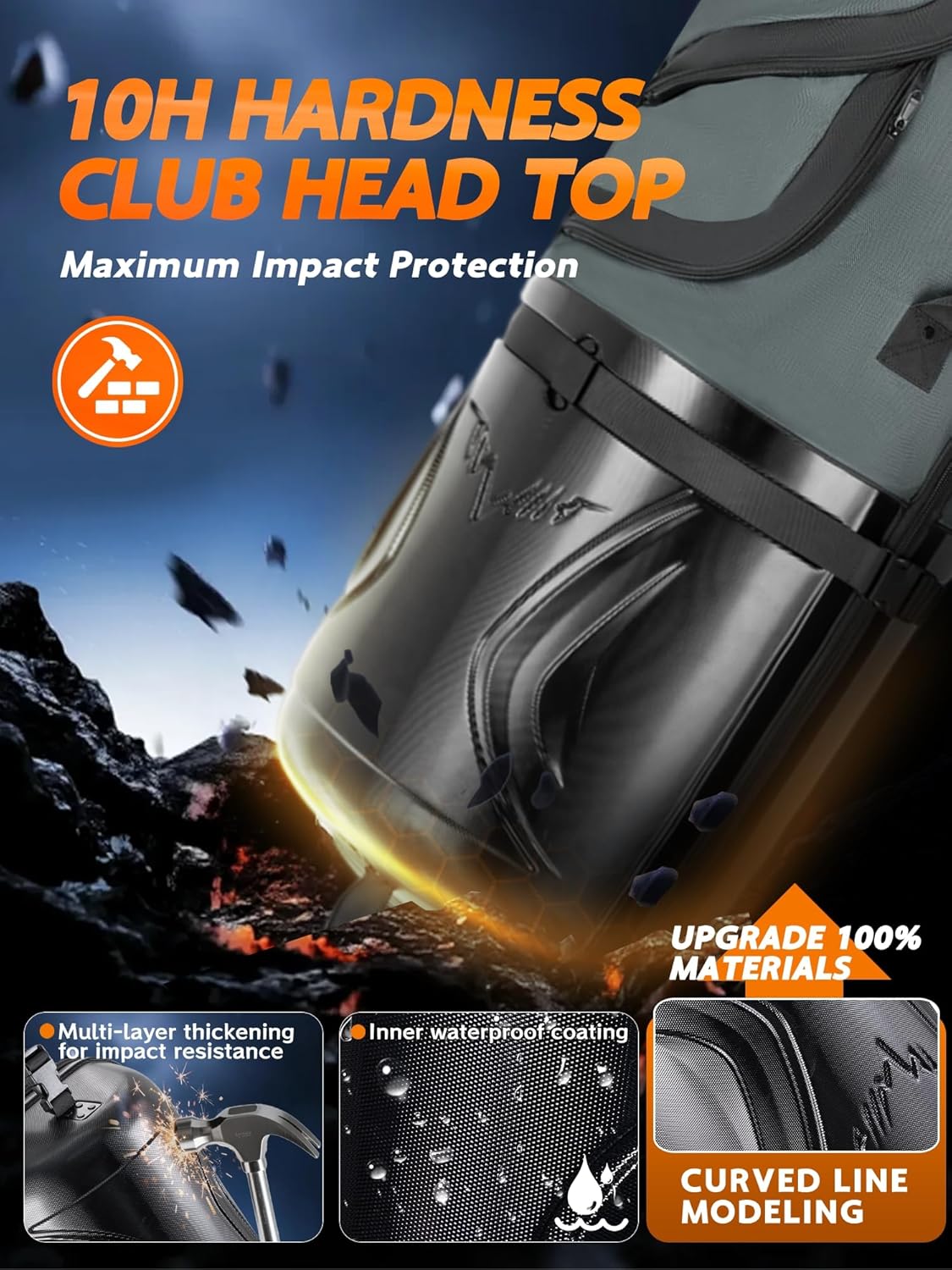 Golf Travel Bag with PC Hard Case Top, 1680D Heavy Duty Oxford Fabric Golf clubs Travel Bags for Airlines with Wheels, Wear-Resistant, Foldable