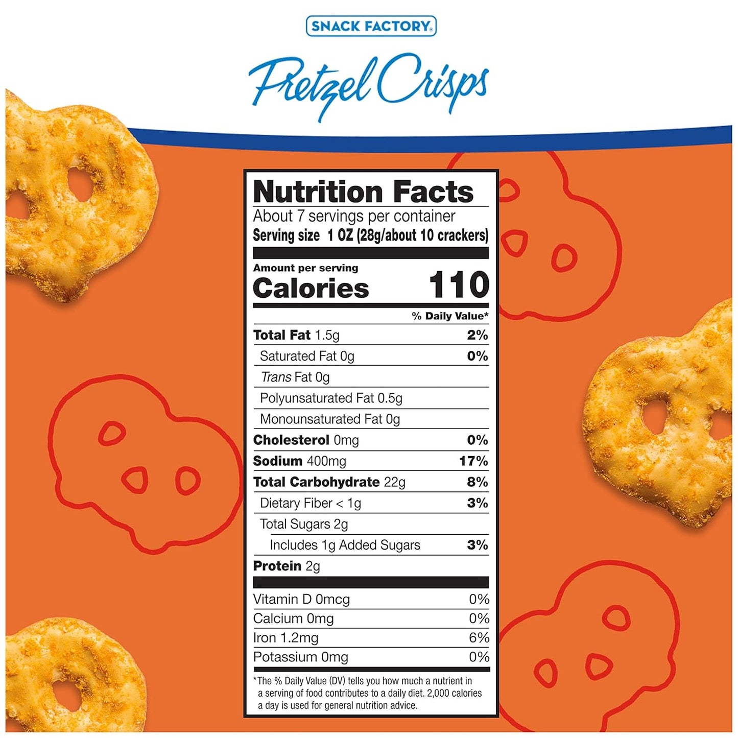 Snack Factory Buffalo Wing Pretzel Crisps, Non-GMO, 7.2 OZ Resealable Bag