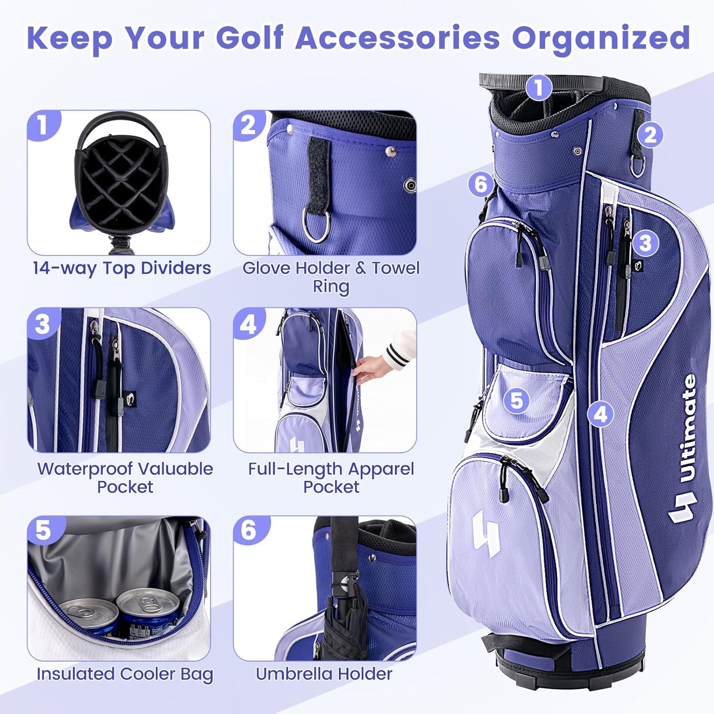 ULTIMATE Women's Complete Golf Club Set, 9/11pcs Right Handed Ladies Golf Clubs Set w/ 460cc Alloy Driver, #3 Fairway Wood, Hybrid, #6/#7/#8/#9/#P Irons & Putter