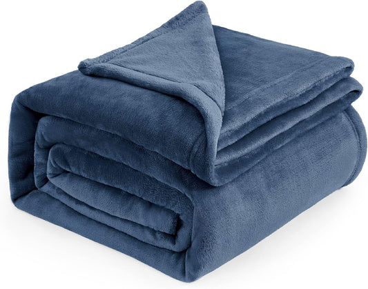 Bedsure Fleece Bed Blankets Full Size Mineral Blue - Soft Lightweight Plush Fuzzy Cozy Luxury Blanket Microfiber, 84x90 inches