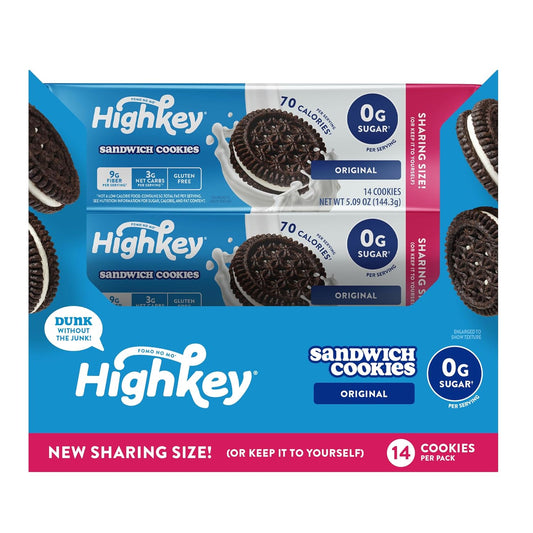 HighKey Keto Sandwich Cookies – Chocolate Cream, 4-Pack, Low Carb, Gluten-Free, No Sugar Added, Grain-Free Snack for Grown-Ups Who Snack Like Kids
