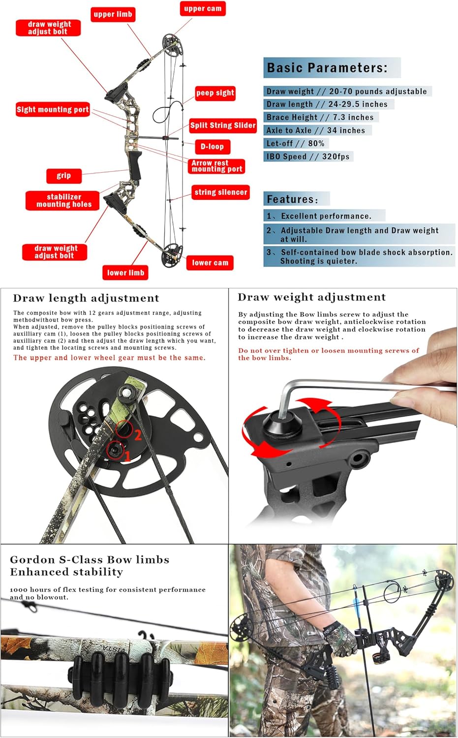 Archery Bowfishing Compound Bow Kit Ready to Fish Kit with Bowfishing Reel, Bow Fishing Arrows Right & Left Handed for Adult/Youth Fishing Hunting Target Shooting