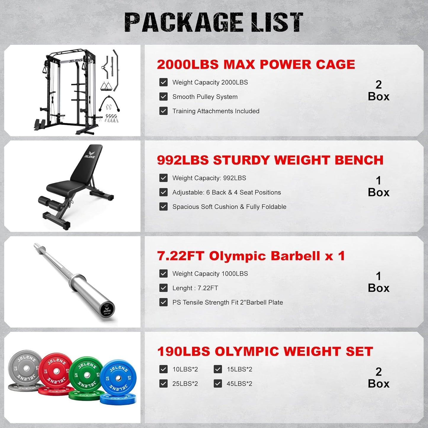 Power Cage, 2000LBS Multi-Function C21 Power Rack with Dual Pulley Cable Crossover System, All-in-One Squat Rack with More Training Attachments