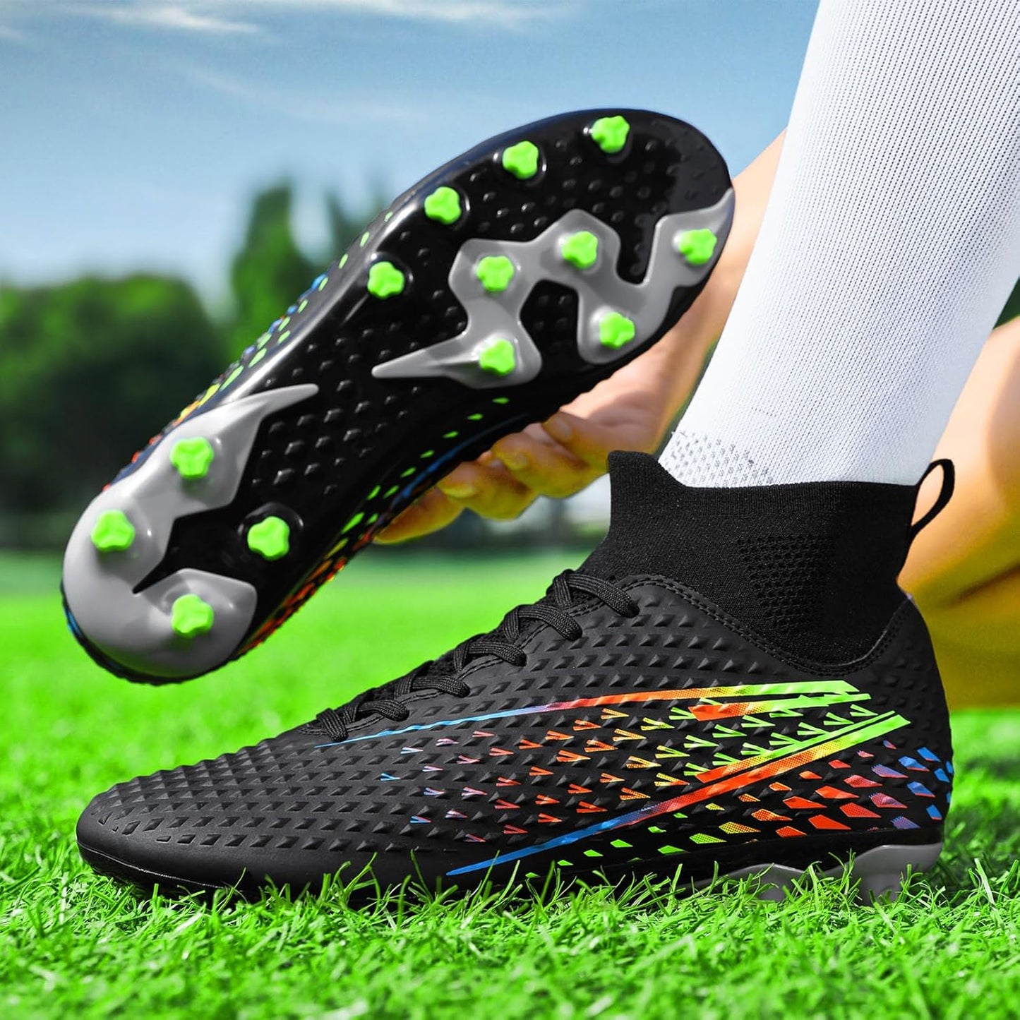 Mens Soccer Cleats Womens Indoor Soccer Shoes Wide Baseball Turf Shoes Adult Youth Rugby Shoes Big Boys Small Spikes AG TF Football Boots