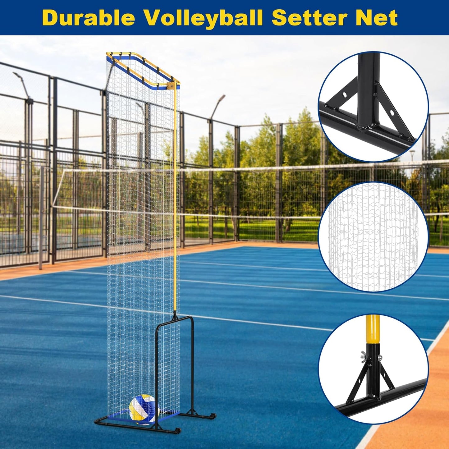 Volleyball Setter Trainer Net with Adjustable Heights & Angles,Setter Training Equipment for Setting,Serving,and Spiking,Movable Target Net for Indoor & Outdoor Practice