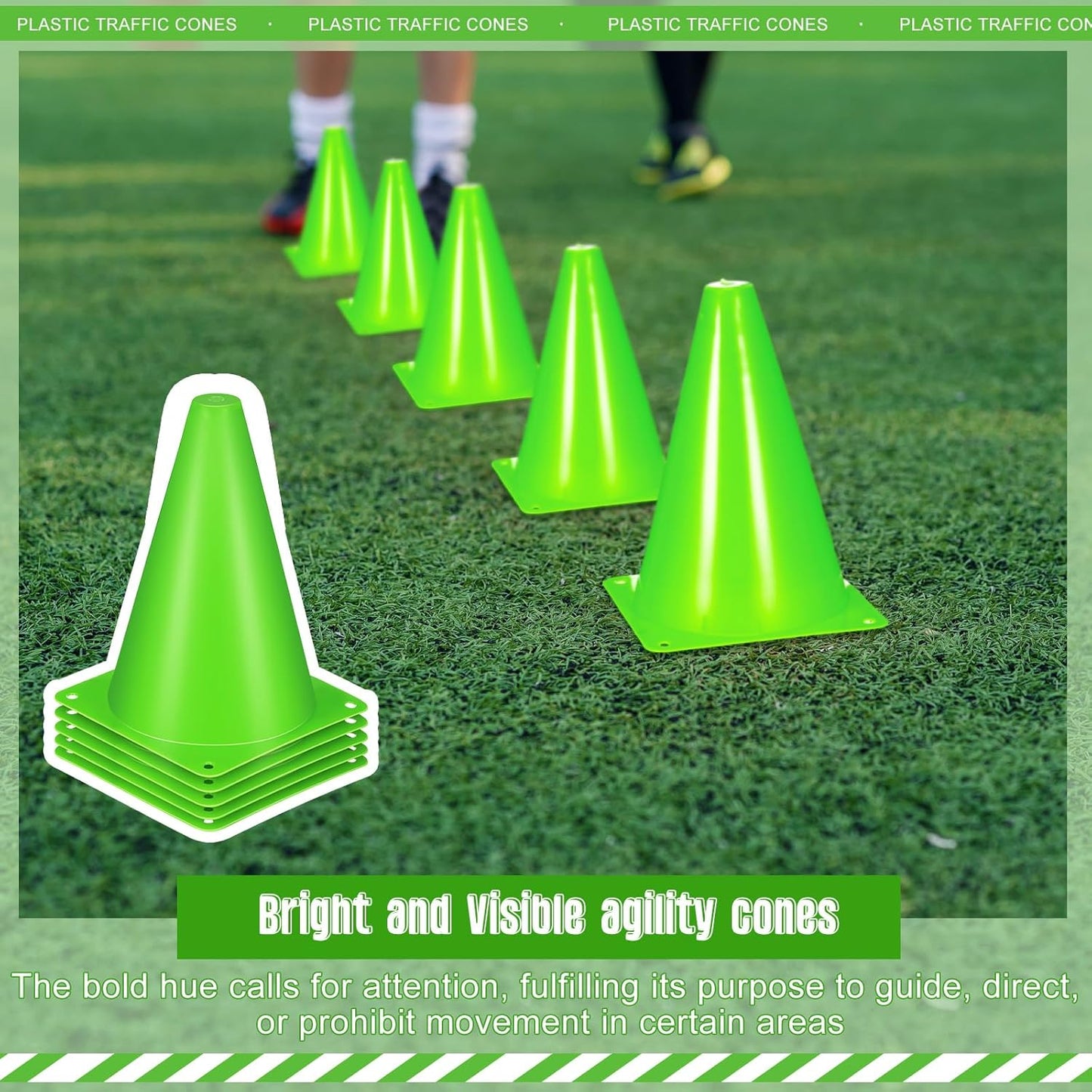 Syhood 30 Pack 7 Inch Plastic Traffic Cones Sports Training Agility Marker Mini Cones for Soccer, Skating, Football, Basketball, Indoor and Outdoor Games Sports Practice Equipment
