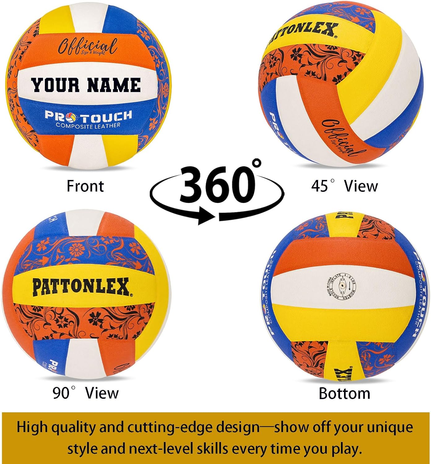 Personalized Indoor Volleyball – Official Size 5 Composite Leather Volleyball for Adults & Teens – Custom Name Volleyball for Gifts, Training, Games