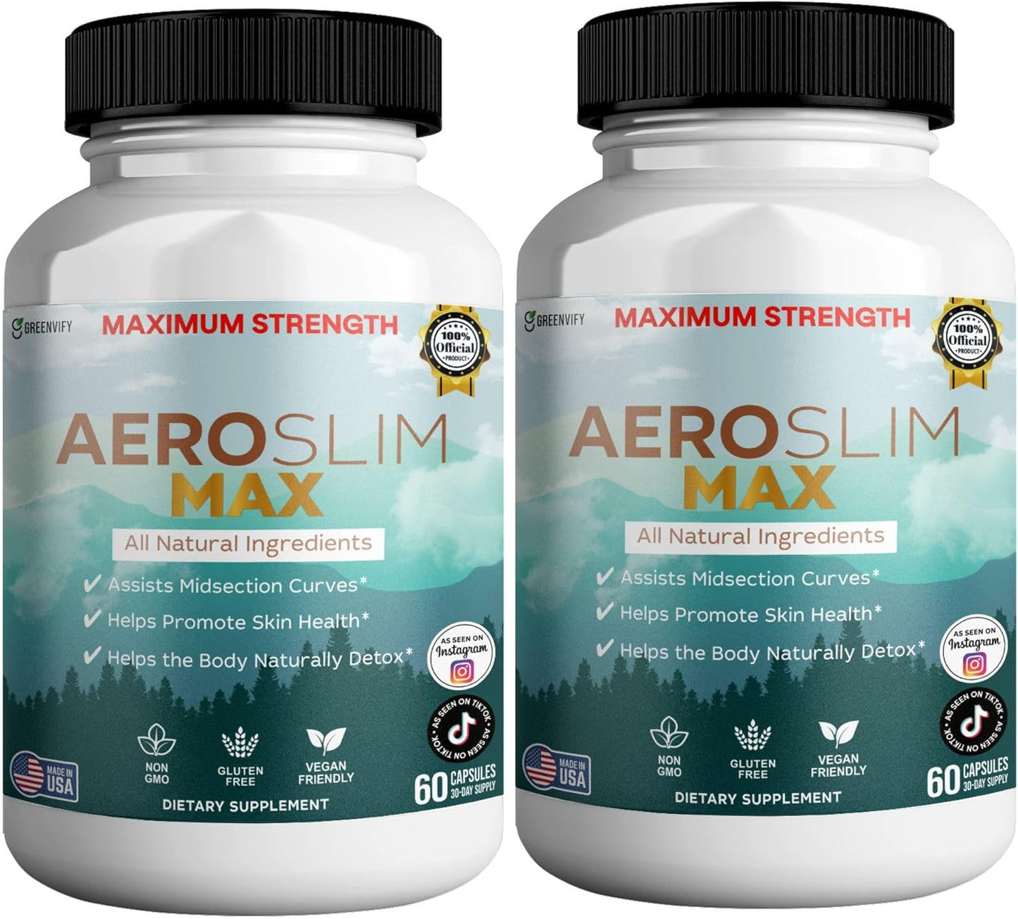 Aeroslim Max Natural Dietary Supplement, 60 Capsules, Maximum Strength, Vegan, Gluten Free, Non-GMO, Made in USA (2)