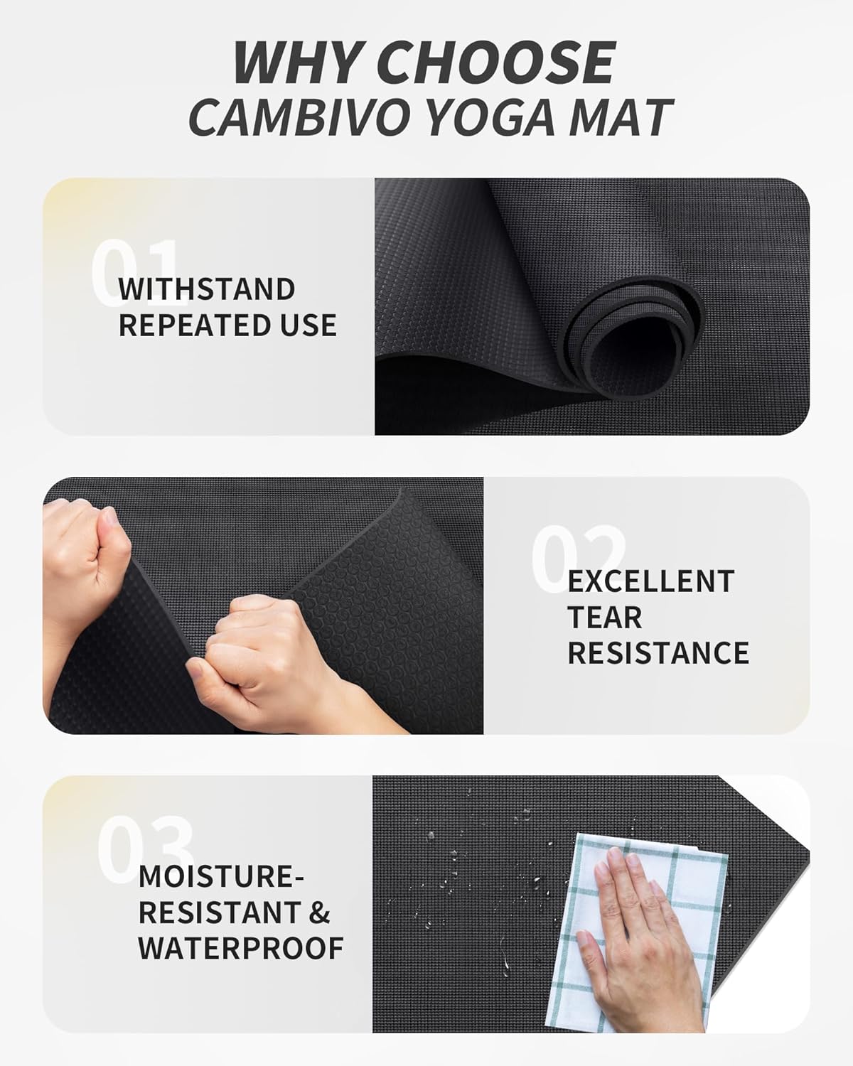 CAMBIVO Yoga Mat for Women and Men, Extra Long and Wide Exercise Mat(72"x48"/84"x30"), Large Non Slip Workout Mat for Yoga, Pilates, Fitness, Barefoot Workouts, Home Gym Studio