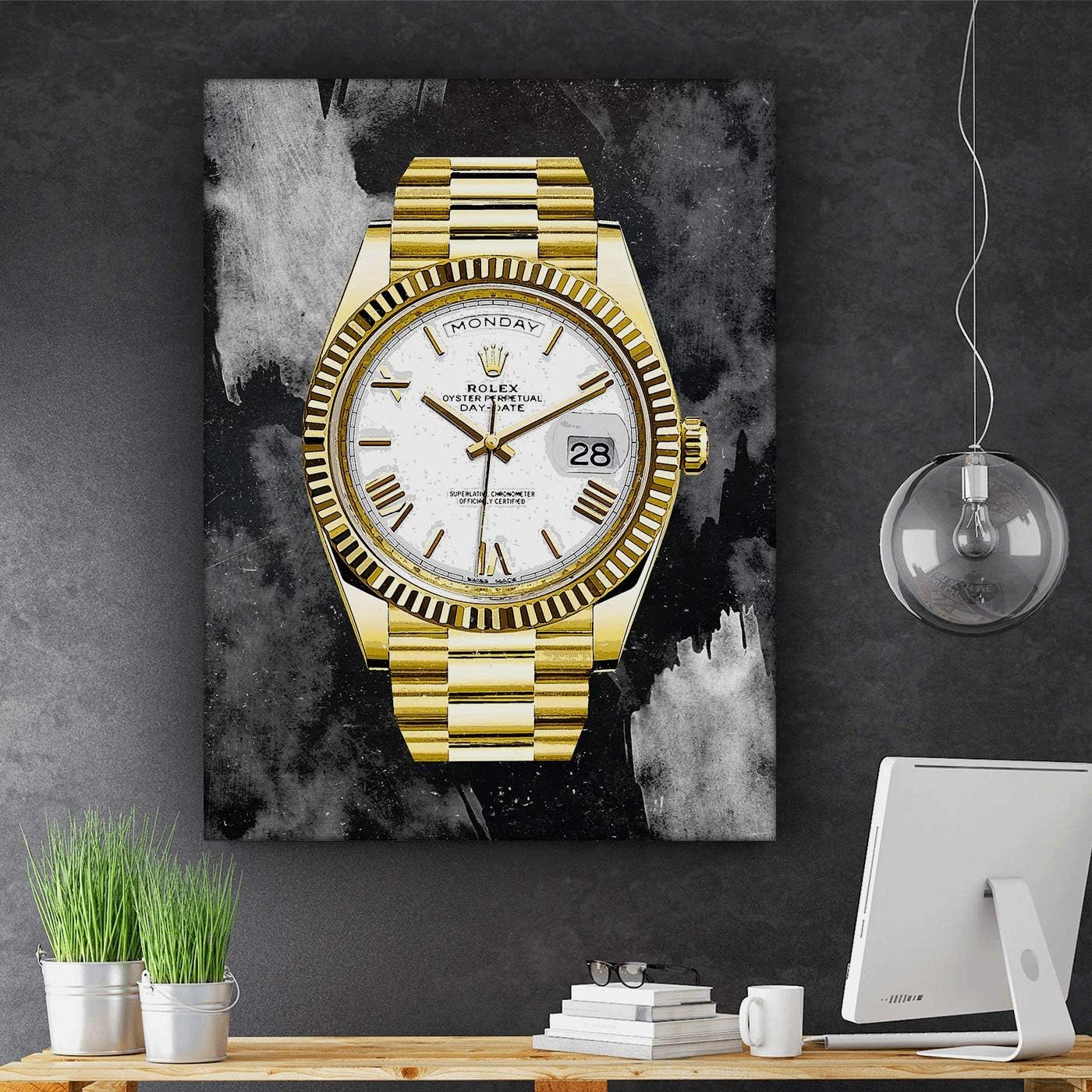 SuccessHunters Luxury Gold Watch Canvas Print Office Wall Decoration Home Decor Modern Art Prints Inspiration Motivation Inspire Entrepreneur Quote Inspirational Motivational House Decal (48" x 36")