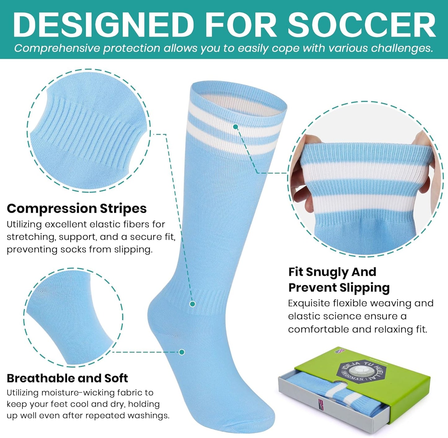 brooman Kids Firm Ground Soccer Cleats Boys Girls Football Cleats with Soccer Socks