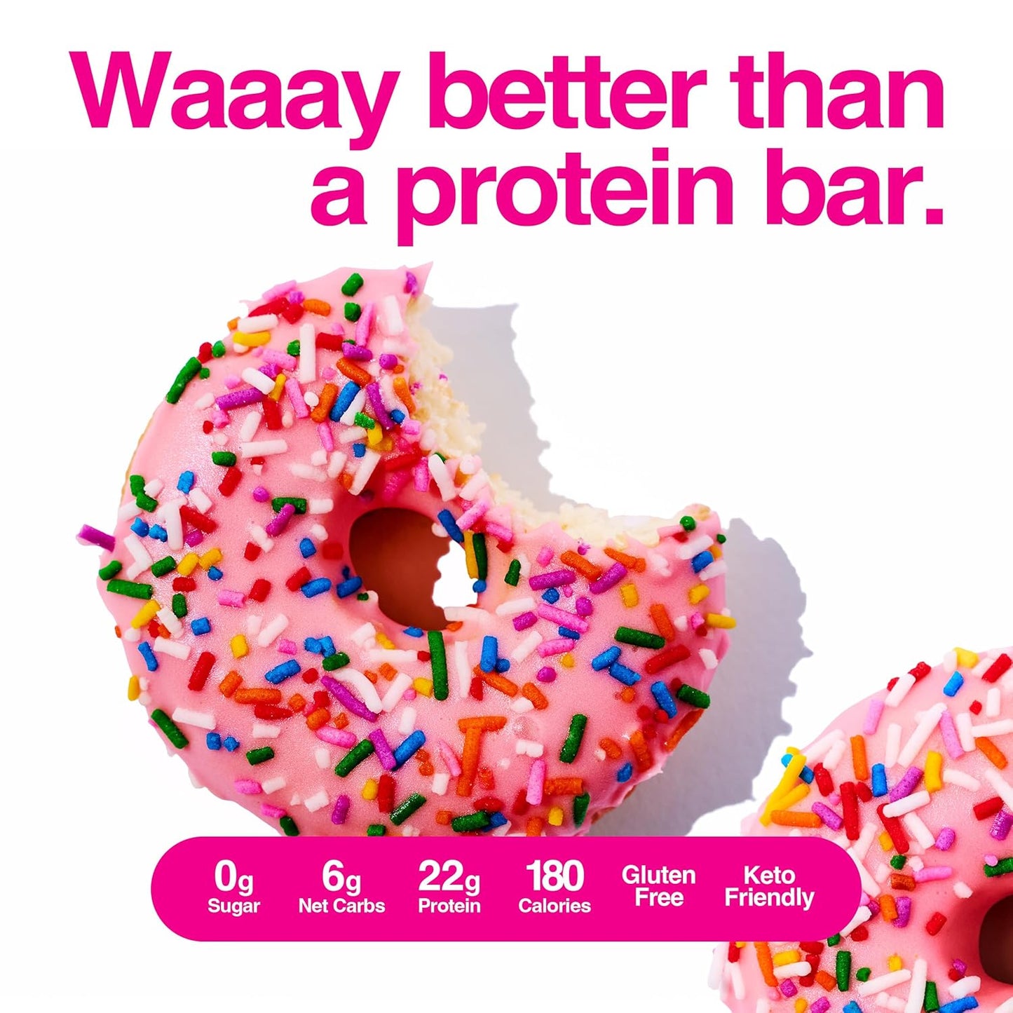 Legendary Foods 22gr Protein Donuts - Frosted Pink Sprinkle 8x (2 Donuts per Pack), High Protein, Zero Sugar, Gluten Free, Low Carb, Keto Friendly Snack, Healthy Donut GLP-1, Diabetic, Bariatric Diets