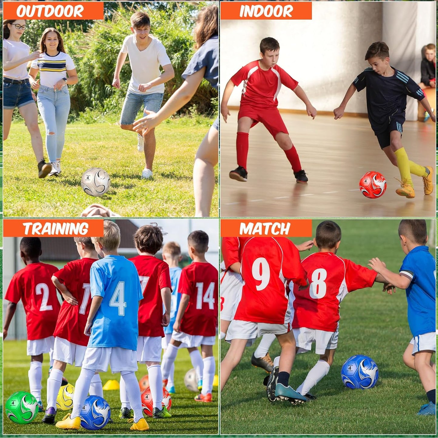 6 Pcs Operation Christmas Soccer Ball Bulk with Pump Needles, Size 3 4 5 Deflated Soccer Ball Gift for Youth Adult Game Training Practice Christian Charity Donation Supplies